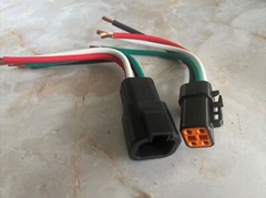 10 AWG Black Assembled Deutsch DTP 4 Pin waterproof connector 6″ wire