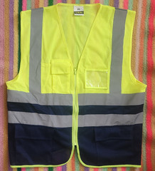 Likai XL Hi-Vis Yellow Mesh Safety Vest Zip Front Gray Reflective Stripes