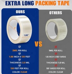 Heavy Duty Clear Packing Tape 10 Pack 1.88” x 120 ft Strong Shipping Box Sealing