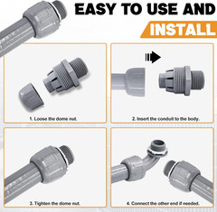 1 Inch Liquid Tight Connector PVC Flexible Conduit Connector,Straight 180 Degree