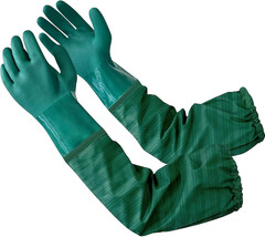 Extra Long 26 Rubber Pond Gloves Chemical Resistant Gloves PVC Reusable