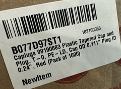 QTY50 CAPLUGS 3/16 – 1/4 OD 1/8 – 5/32 ID RED PLASTIC TAPERED CAP COVER PLUG T-0