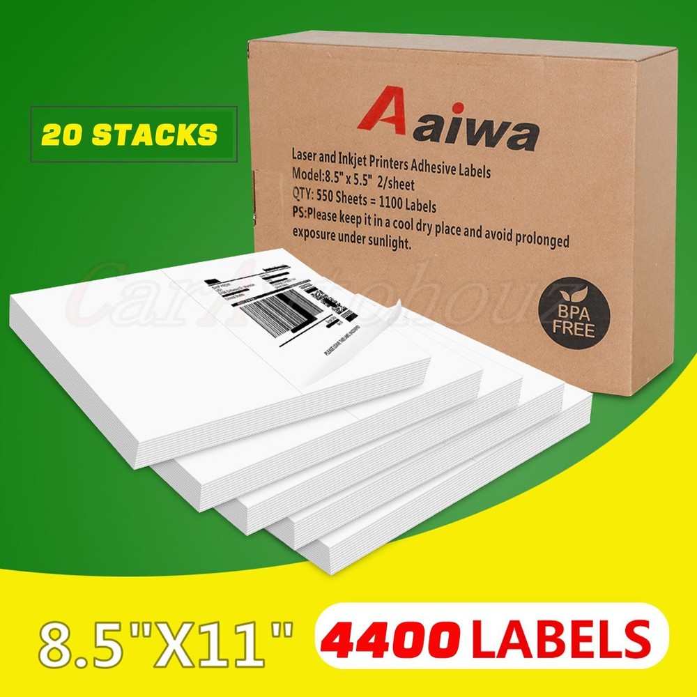 1100-4400 PCS Premium 8.5×5.5 Half Sheets Blank Self Adhesive 2 Per Sheet