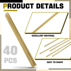 40 Pcs Brass Rods 1.5 Mm 2 Mm Brass Welding Brazing Rods Copper Alloy Solid for