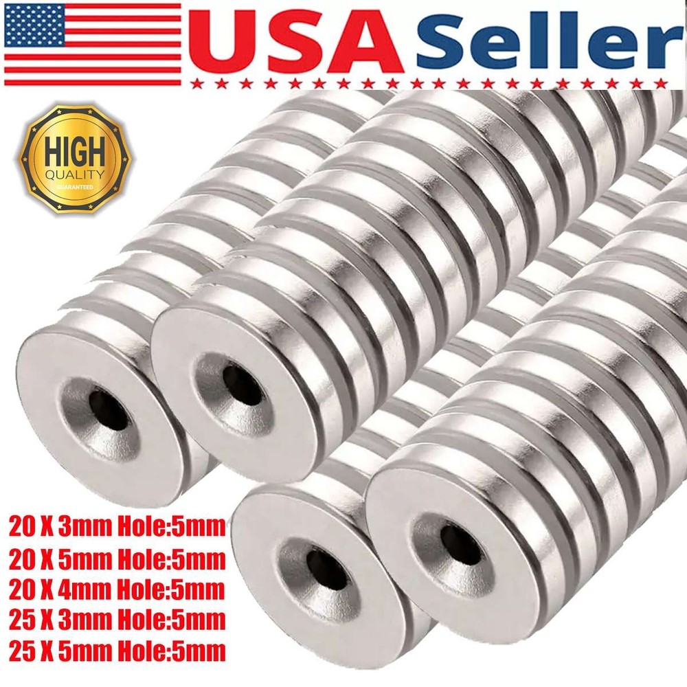 Lot Thicker Strong Magnets Countersunk Ring Large Rare Earth Neodymium 20/25mm