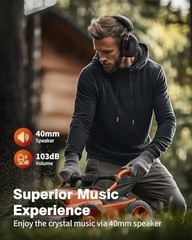 Bluetooth Hearing Protection Headphones, 120H Battery Life, 30dB SNR, Stereo Sou