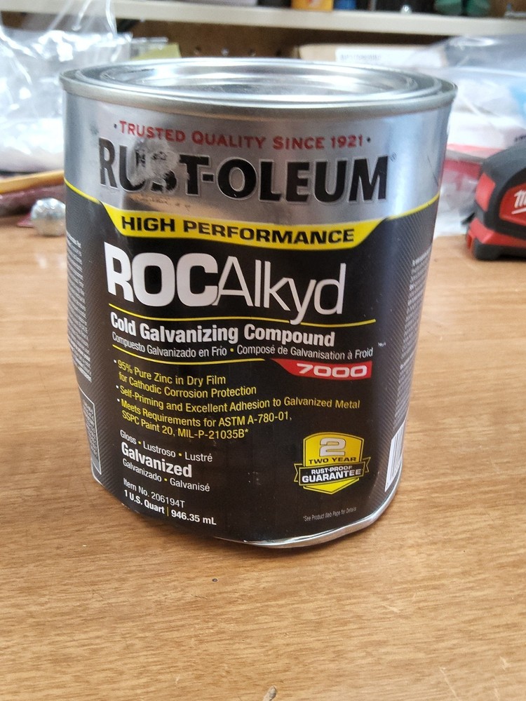 Rust-Oleum ROCAlkyd 7000 Cold Galvanizing Compound 1 Qt NEW Damaged Can. SB10