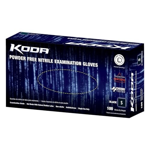 ADENNA GL-NCF235BKFS KODA POWDER-FREE NITRILE EXAM GLOVES SKIN SENSITIVE SMALL