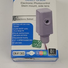 Box of 12 Intermatic EK4136S Photo Control Stem Mount, 120-277 VAC, 078275146297
