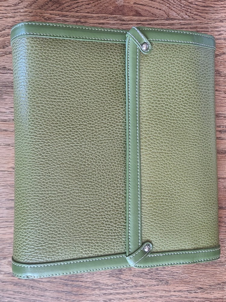 Franklin Covey ~ Green Classic Leather 7 Ring Planner ~ Excellent Pre-Owned