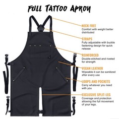 Tattoo Apron – Vegan Leather, Wipeable – Quick-Release Straps – Tattoo Artist