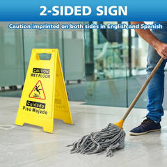 Caution Wet Floor Sign,17.5″ Height,Bright Yellow Double-Sided Folding A-Shaped