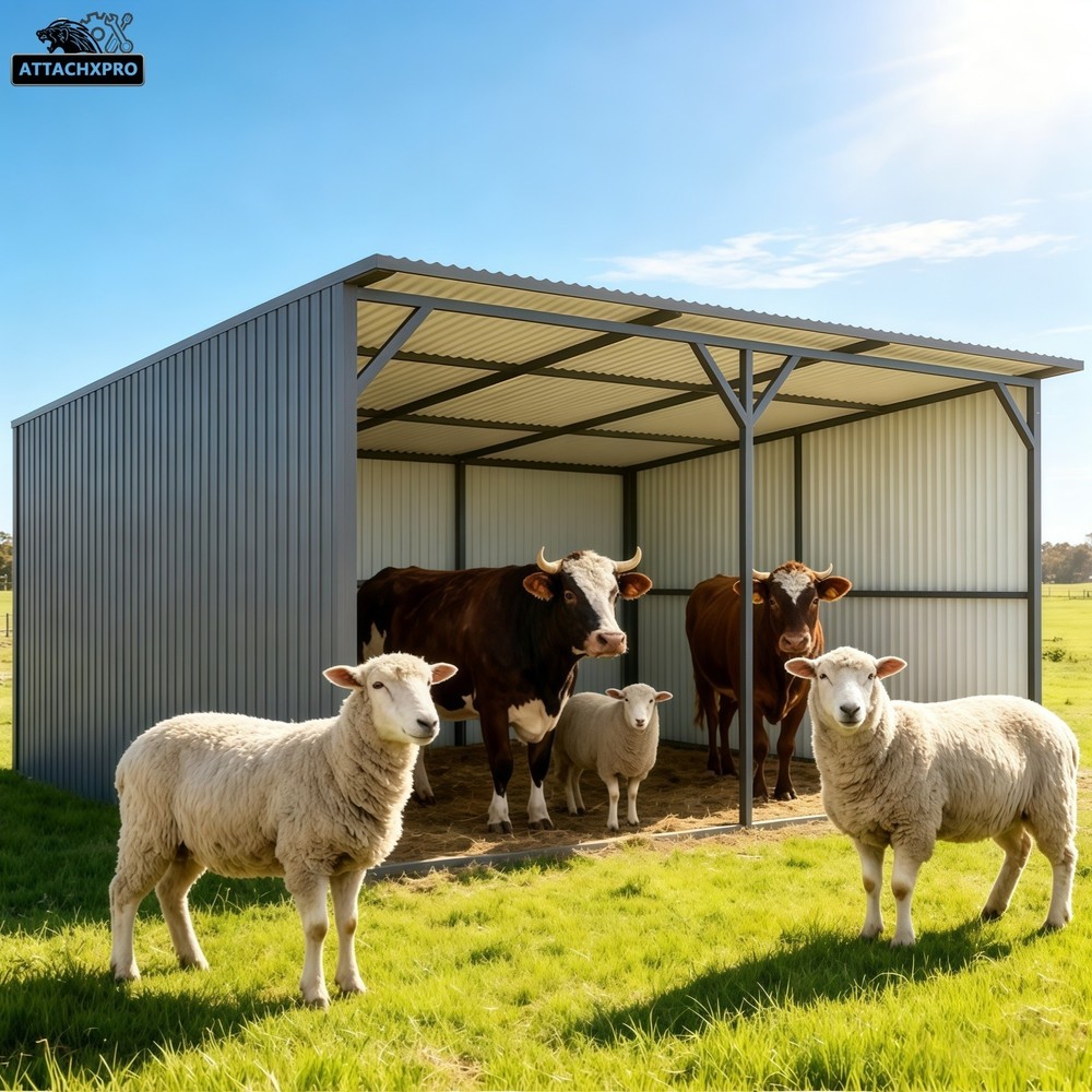 New 20×12 Ft Metal Livestock Shelter Run-in Shed for Cattle Horse Goat Free Ship
