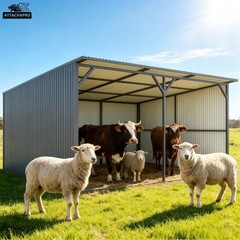 New 20×12 Ft Metal Livestock Shelter Run-in Shed for Cattle Horse Goat Free Ship