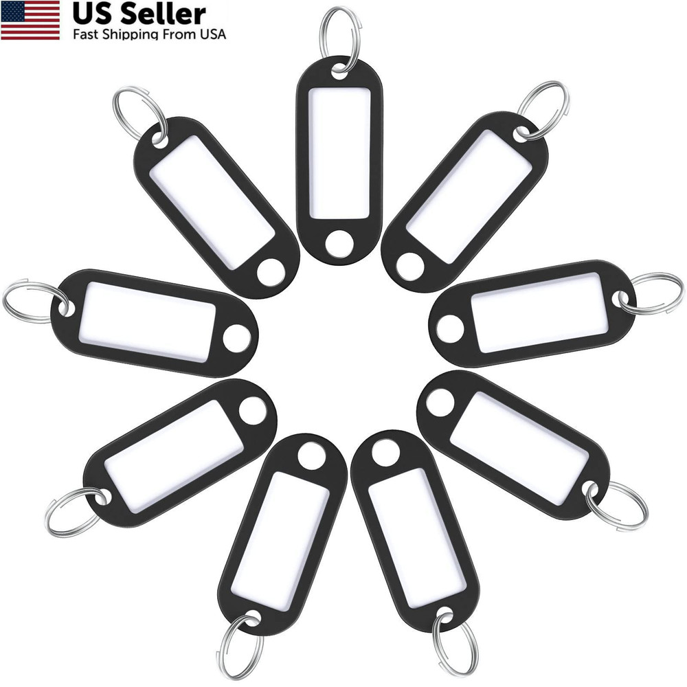 Uniclife 40 Pieces Key Tags 2 Inch Soft Plastic Chain 40 Pack, Black