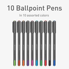 Pentonic 10-Count Ballpoint Pens 1.0mm Assorted Colors Easy Flow Ink