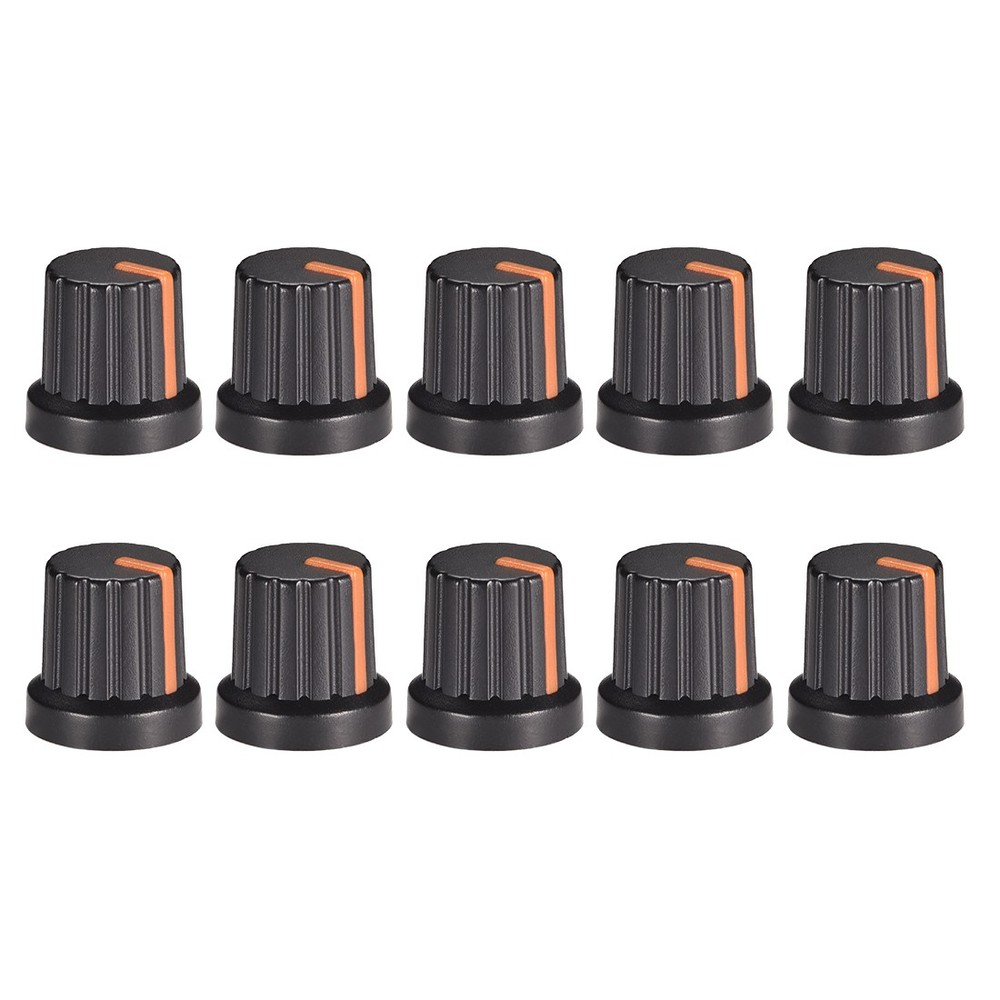10PC 6mm Knob for Effect Pedal Amplifier Black Potentiometer Knob Orange Mark
