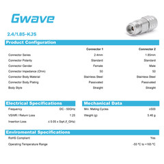 2.4mm Female to 1.85mm Male Adapter, DC – 50GHz