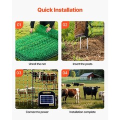 VEVOR Electric Netting Fence Kits Sheep Fencing 42.5″H x 164’L with Posts Spikes