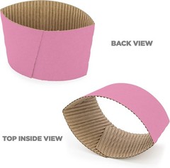 100 Pack] Pink Coffee Cup Sleeves Disposable for Hot Drinks, Durable Corrugated