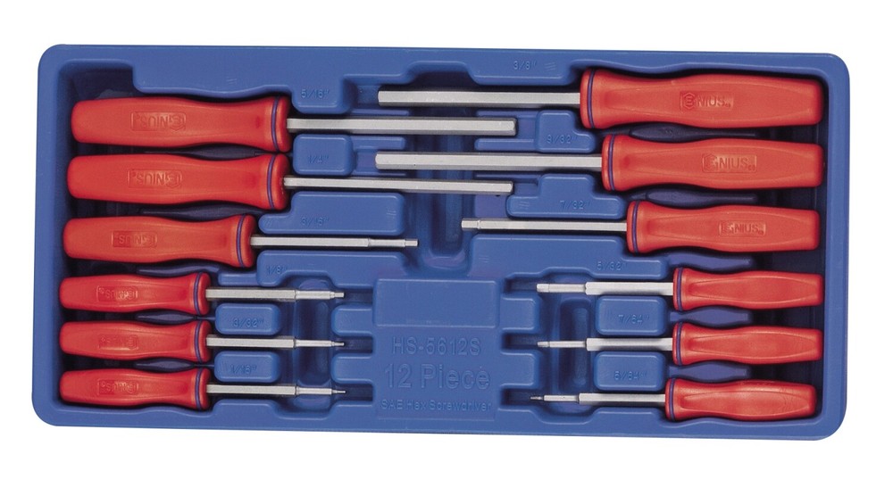 Genius Tools 12 Piece SAE Hex Screwdriver Set – HS-5612S