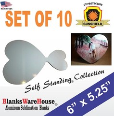 Heart Shaped Sublimation Photo Blank, Self Standing, w/ attached stand, 10 pc **
