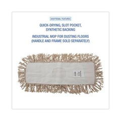 Boardwalk Industrial Dust Mop Head, Hygrade Cotton, 18 x 5, White