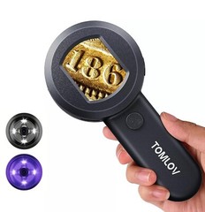 TOMLOV 100X Coin Microscope Portable Digital Microscope Illuminate Jeweler Loupe
