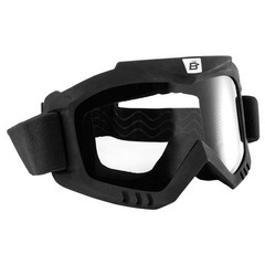 Birdz Skylark Motorcycle Goggles Removable Face Mask Black Frames Clear Lens
