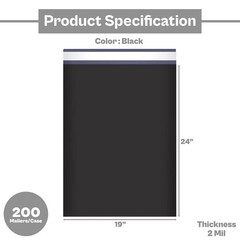19 x 24 Poly Mailers Shipping Mailing Packging Plastic Envelope Bags Black 200
