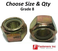 Grade 8 Nylon Insert Lock Nuts Nylock Yellow Zinc Plate (Choose Size & Quantity)