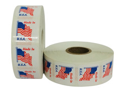 Made in U.S.A. (1″X1″) Labels America American Flag Peel & Stick (2) RLS 500 EA