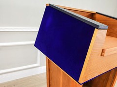 Presidential Podium Official State Embassy Wood Podium 31X23X50″ Blue Fabric