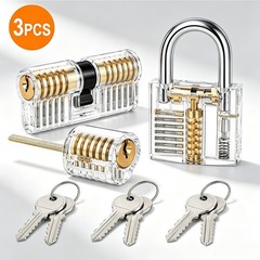 3PC Clear Acrylic Practice Lock Transparent Cutaway Pin Tumbler Training Set