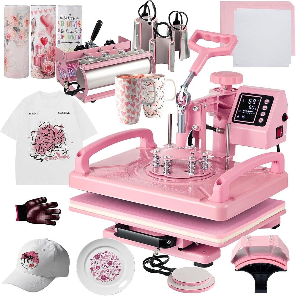 8 in 1 Heat Press Printing Machine 15″x12″ Sublimation Transfer w/ 30OZ Tumblers