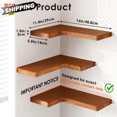 Fixwal Corner Floating Shelves for Wall 16″ x 11.4″ x 5.5″, Rustic Brown