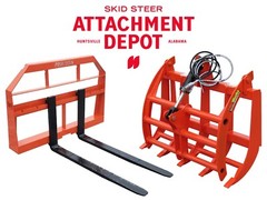 48″ Root Rake Clam Grapple and 42″ Long Pallet Forks Attachment ComboQuickAttach