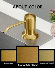 Soap Dispenser for Kitchen Sink Brushed Gold, Built in Stainless Steel Kitchen