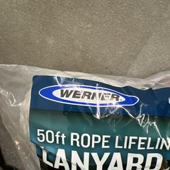 Werner L242050W 50ft Fall Protection Rope Lifeline With Lanyard ANSI & OSHA NEW