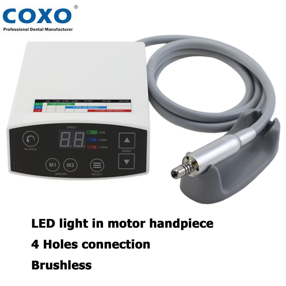 COXO C PUMA Dental Electric Motor LED Brushless 1:5 Contra Angle Fiber Optic