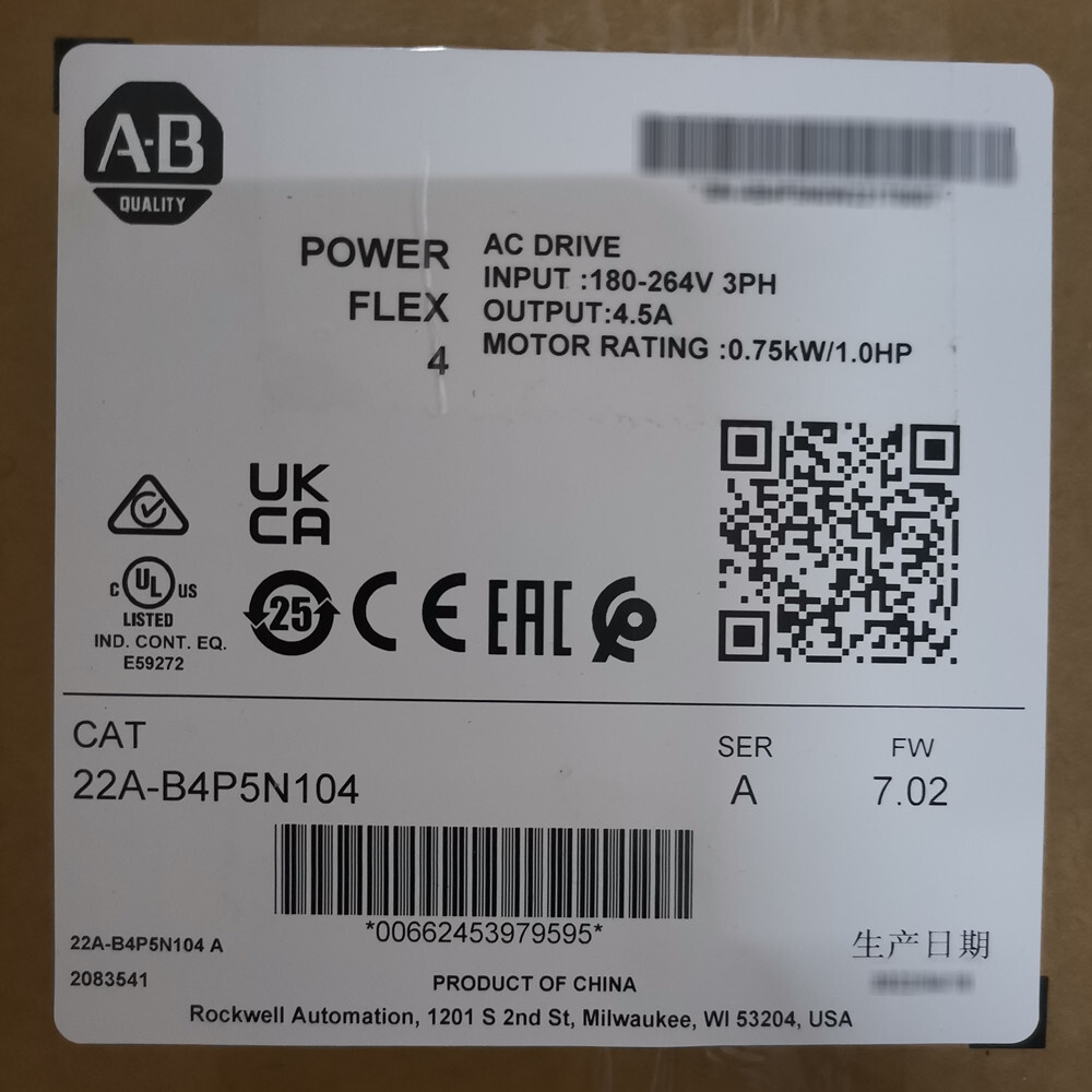 New In Box Allen-Bradley 22A-B4P5N104 AB 22AB4P5N104 PowerFlex 4 AC Drive