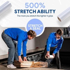 Versatile 18″ Plastic Stretch Film – 1200 ft, 500% Stretch for Storage & Moving