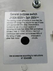 💥NEW SPRECHER+SCHUH 100A FUSIBLE DISCONNECT SAFETY SWITCH 600VAC L11-J100-1753