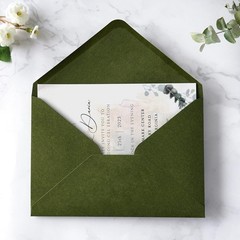 50 PCS/Pack A7 Envelopes, 5.25 x 7.25” Olive Green 5×7 Envelopes for Wedding…