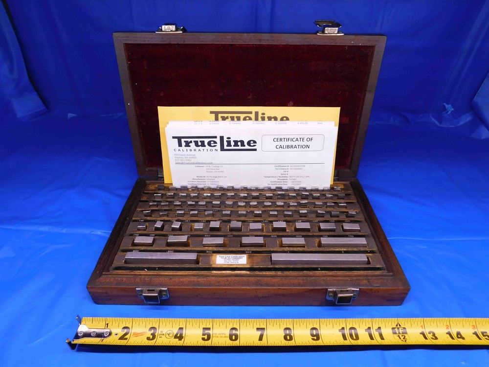 ELLSTROM 81 PCS COMPLETE CALIBRATED GAGE BLOCK SET .050 – 4″ W/ WOODEN CASE