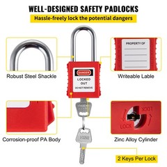 VEVOR 42PCS Lockout Tagout Kit Red Safety Padlocks Circuit Breaker Lockout Hasps