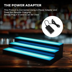 3 Tiers 40 Inch LED Lighted Liquor Bottle Display, Adjustable Brightness & Color
