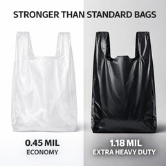 Extra Heavy Duty Black T-Shirt Bags 1/6 Size 21×6.5×11.5 1.18 Mil Grocery Bags