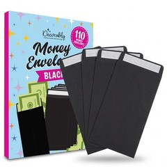 Decorably 110 Pack Black Cash Envelopes for Money, 6.5 3.5×6.5 inches,
