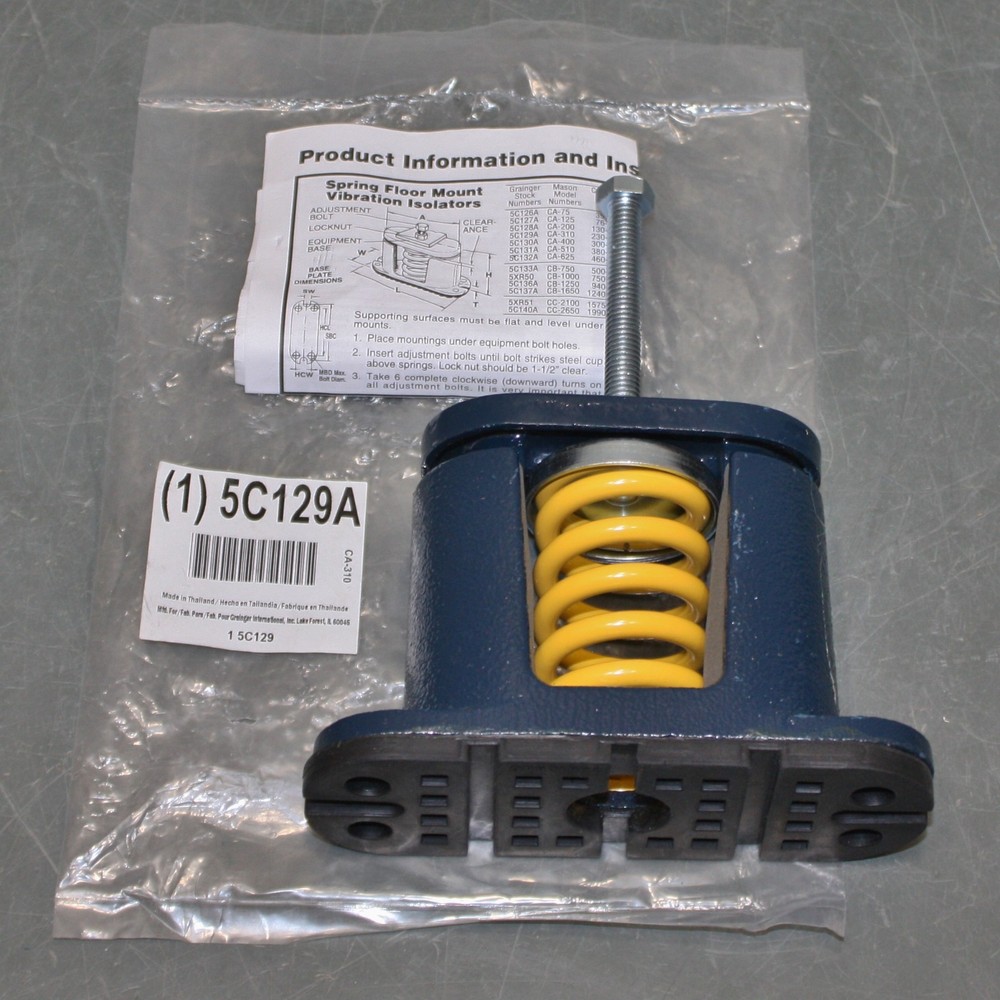Mason Floor-Mount Vibration Isolator 5C129, Spring, 230 to 310 lb, 3/8″ Stud